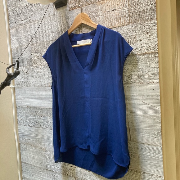 Contemporaine | V-Neck Blouse - M, Blue - Picture 2 of 8